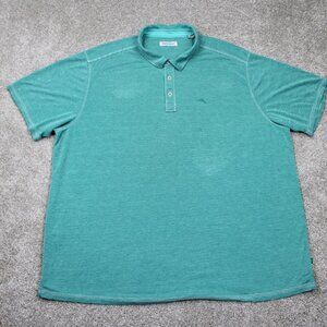 Tommy‎ Bahama Polo Shirt Mens 2XB XXL -Big Green Tencel Modal/Poly S/S Pullover